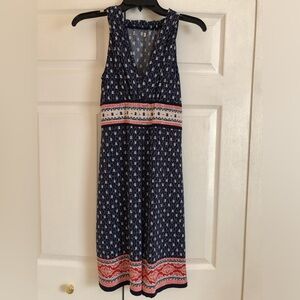 Max Studio Navy and Red Midi Dress
